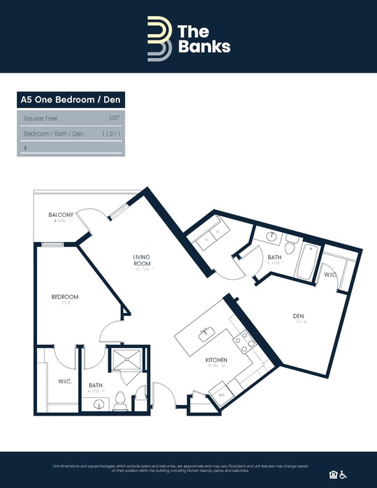 A5 - One Bedroom w/Den Floor Plan Image