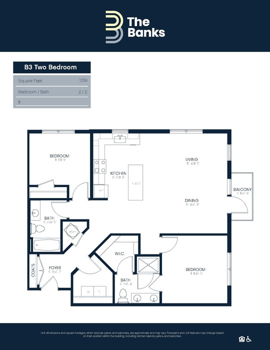 B3 - Two Bedroom Floor Plan Image