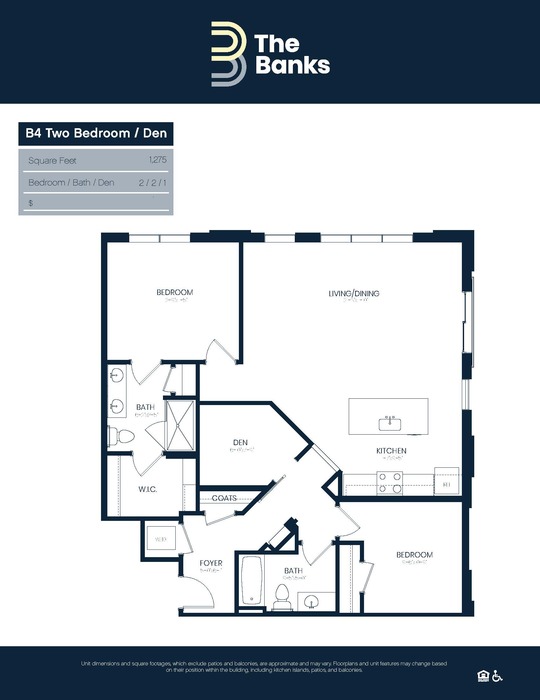 B4 - Two Bedroom w/Den Floor Plan Image